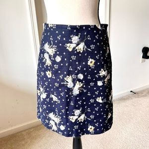LOFT Navy Blue Cotton Blend Floral Pencil Skirt—SZ. 2
